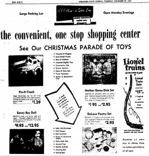 Wisconsin State Journal toy ads: 1950s